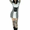 Dr Faust Gorgeous Monochrome Dress - Mila -Spooky Threads gorgeous monochrome dress mila dr faust 300x