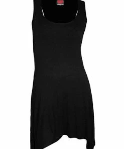 Spiral Gothic Elegance - Goth Bottom Camisole Dress Black