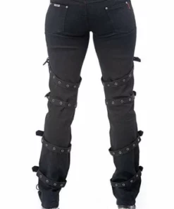 Queen Of Darkness Gothic Pants With Lacing And Buckles -Spooky Threads gothic pants with lacing and buckles queen of darkness 3 300x