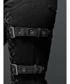 Queen Of Darkness Gothic Pants With Lacing And Buckles -Spooky Threads gothic pants with lacing and buckles queen of darkness 6 300x
