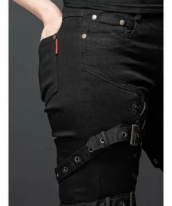 Queen Of Darkness Gothic Pants With Lacing And Buckles -Spooky Threads gothic pants with lacing and buckles queen of darkness 7 300x