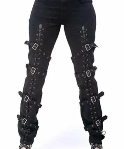 Queen Of Darkness Gothic Pants With Lacing And Buckles