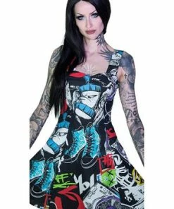Dr Faust Graffiti Converse Hip Hop All Stars Trainers Mini Dress - Taylor