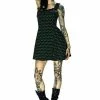 Dr Faust Green Polka Dots Black Mini Dress - Ava -Spooky Threads green polka dots black mini dress ava dr faust 300x