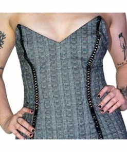 Dr Faust Grey Checkered Lace-Up Mini Dress - Jana 7 Dr Faust Grey Checkered Lace-Up Mini Dress - Jana -Spooky Threads grey checkered lace up mini dress jana dr faust 3 300x