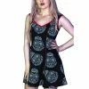 Dr Faust Grey Sugar Skulls Black Mini Dress - Calavera -Spooky Threads grey sugar skulls black mini dress calavera dr faust 300x