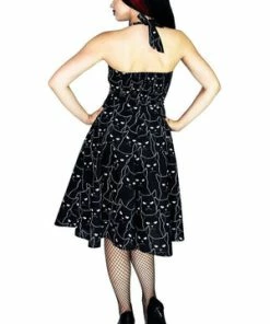 Dr Faust Grumpy Cats Black Midi Dress - Felina -Spooky Threads grumpy cats black midi dress felina dr faust 2 300x