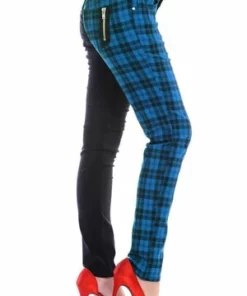 Banned Half Black Half Check Skinny Jeans -Spooky Threads half black half check skinny jeans banned 4 300x