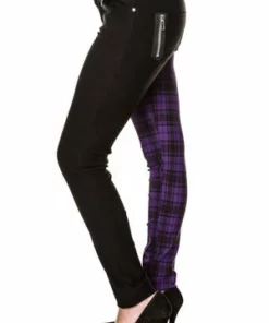 Banned Half Black Half Check Skinny Jeans -Spooky Threads half black half check skinny jeans banned 7 300x