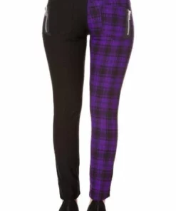 Banned Half Black Half Check Skinny Jeans -Spooky Threads half black half check skinny jeans banned 8 300x
