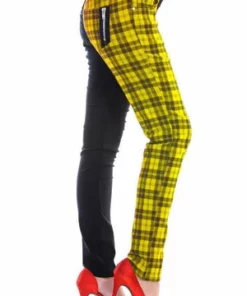Banned Half Black Half Check Skinny Jeans -Spooky Threads half black half check skinny jeans banned 9 300x