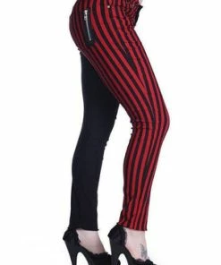 Banned Half Black Half Striped Trousers -Spooky Threads half black half striped trousers banned 3 300x