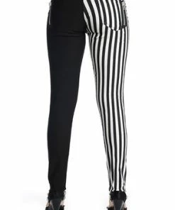 Banned Half Black Half Striped Trousers -Spooky Threads half black half striped trousers banned 5 300x