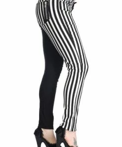 Banned Half Black Half Striped Trousers -Spooky Threads half black half striped trousers banned 6 300x