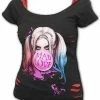 Spiral Harley Quinn - Mad Love - 2In1 Red Ripped Top Black -Spooky Threads harley quinn mad love 2in1 red ripped top black spiral 300x