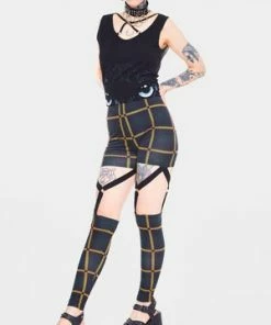 Jawbreaker Head In The Clouds Plaid Harness Leggings -Spooky Threads head in the clouds plaid harness leggings jawbreaker 3 300x