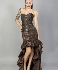 Burleska Helena Skirt In Satin & Lace Overlay -Spooky Threads helena skirt in satin lace overlay burleska 3 300x