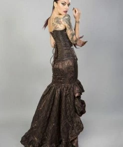 Burleska Helena Skirt In Satin & Lace Overlay -Spooky Threads helena skirt in satin lace overlay burleska 4 300x