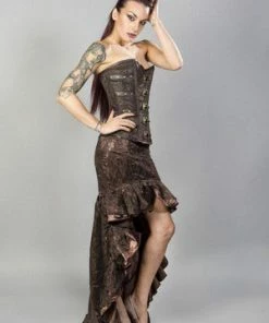 Burleska Helena Skirt In Satin & Lace Overlay -Spooky Threads helena skirt in satin lace overlay burleska 5 300x
