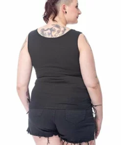 Queen Of Darkness High Waist Hotpants With Lacing -Spooky Threads high waist hotpants with lacing queen of darkness 6 300x