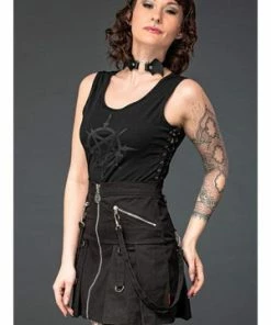 Queen Of Darkness High Waist Skirt With Removable Bondage - SK11-337/20-L -Spooky Threads high waist skirt with removable bondage sk11 33720 l queen of darkness 3 300x
