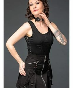Queen Of Darkness High Waist Skirt With Removable Bondage - SK11-337/20-L -Spooky Threads high waist skirt with removable bondage sk11 33720 l queen of darkness 4 300x