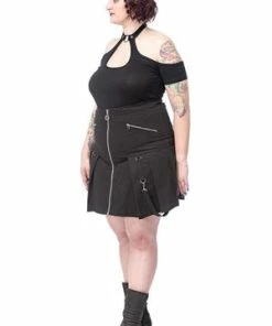Queen Of Darkness High Waist Skirt With Removable Bondage - SK11-337/20-L -Spooky Threads high waist skirt with removable bondage sk11 33720 l queen of darkness 6 300x