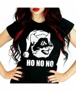 Dr Faust Ho No No Cat Black T-Shirt - Noela 5 Dr Faust Ho No No Cat Black T-Shirt - Noela -Spooky Threads ho no no cat black t shirt noela dr faust 2 300x