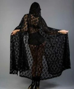 Burleska Hooded Gothic Victorian Cape In Lace -Spooky Threads hooded gothic victorian cape in lace burleska 5 300x
