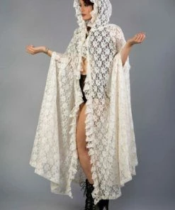 Burleska Hooded Gothic Victorian Cape In Lace -Spooky Threads hooded gothic victorian cape in lace burleska 7 300x