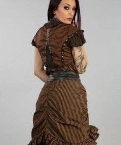 Spooky Threads -Spooky Threads ines steampunk bolero shrug in brown brocade and coffee matte burleska 2 300x