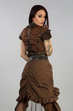 Burleska Ines Steampunk Bolero Shrug In Brown Brocade And Coffee Matte 4 Burleska Ines Steampunk Bolero Shrug In Brown Brocade And Coffee Matte - Image 2