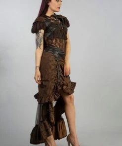 Burleska Ines Steampunk Bolero Shrug In Brown Brocade And Coffee Matte 7 Burleska Ines Steampunk Bolero Shrug In Brown Brocade And Coffee Matte -Spooky Threads ines steampunk bolero shrug in brown brocade and coffee matte burleska 3 300x