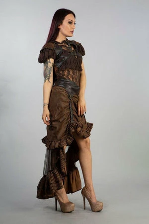 Burleska Ines Steampunk Bolero Shrug In Brown Brocade And Coffee Matte 5 Burleska Ines Steampunk Bolero Shrug In Brown Brocade And Coffee Matte - Image 3