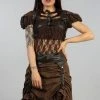 Burleska Ines Steampunk Bolero Shrug In Brown Brocade And Coffee Matte