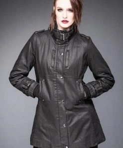 Queen Of Darkness Jacket With Buckle On Collar And Sleeves
