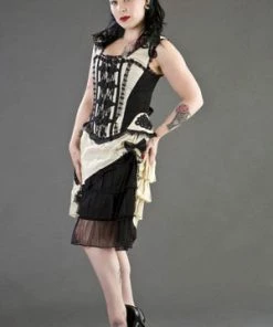 Burleska Jasmin Overbust Corset With Straps In Taffeta With Motif -Spooky Threads jasmin overbust corset with straps in taffeta with motif burleska 4 300x