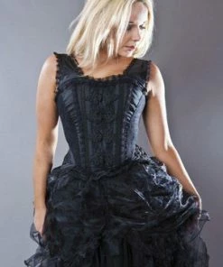 Burleska Jasmin Overbust Corset With Straps In Taffeta With Motif