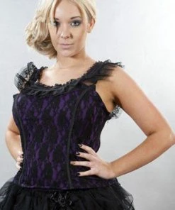 Burleska Jessie Victorian Vintage Top In Lycra And Lace Overlay -Spooky Threads jessie victorian vintage top in lycra and lace overlay burleska 5 300x