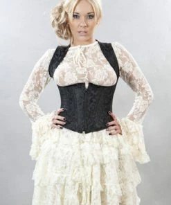 Burleska Juliette Burlesque Underbust Corset With Straps In Scroll Brocade