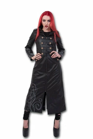Spiral Just Tribal - Gothic Trench Coat Pu-Leather Corset Back 5 Spiral Just Tribal - Gothic Trench Coat Pu-Leather Corset Back - Image 3