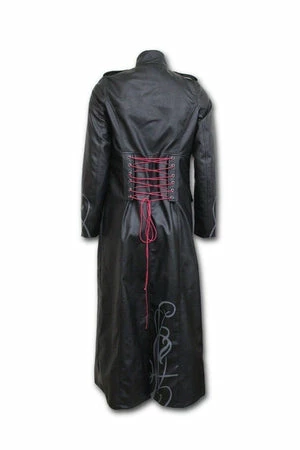 Spiral Just Tribal - Gothic Trench Coat Pu-Leather Corset Back 3 Spiral Just Tribal - Gothic Trench Coat Pu-Leather Corset Back