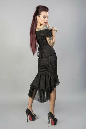 Burleska Katie Knee Length Burlesque Skirt In Black Stretch Cotton 4 Burleska Katie Knee Length Burlesque Skirt In Black Stretch Cotton - Image 2