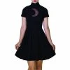 Dr Faust Lace Moon Crescent Keyhole Short Sleeve Black Mini Dress - Nancy -Spooky Threads lace moon crescent keyhole short sleeve black mini dress nancy dr faust 300x