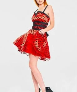 Jawbreaker Ladybird Polkadot Flare Dress 9 Jawbreaker Ladybird Polkadot Flare Dress -Spooky Threads ladybird polkadot flare dress jawbreaker 3 300x