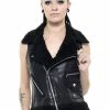 Queen Of Darkness Leather Vest With Furry Collar -Spooky Threads leather vest with furry collar queen of darkness 300x