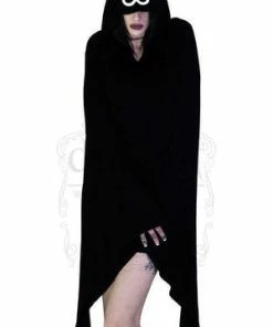 Dr Faust Leviathan Cross Hooded Black Mini Dress - Melany -Spooky Threads leviathan cross hooded black mini dress melany dr faust 2 300x