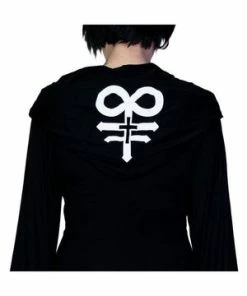 Dr Faust Leviathan Cross Hooded Black Mini Dress - Melany -Spooky Threads leviathan cross hooded black mini dress melany dr faust 3 300x