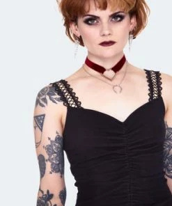 Jawbreaker Long At Back Rouched Dress With Lace -Spooky Threads long at back rouched dress with lace dra 9560 04.1441 300x