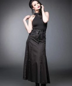 Queen Of Darkness Long Skirt With Lacing And Carabiner -Spooky Threads long skirt with lacing and carabiner queen of darkness 5 300x